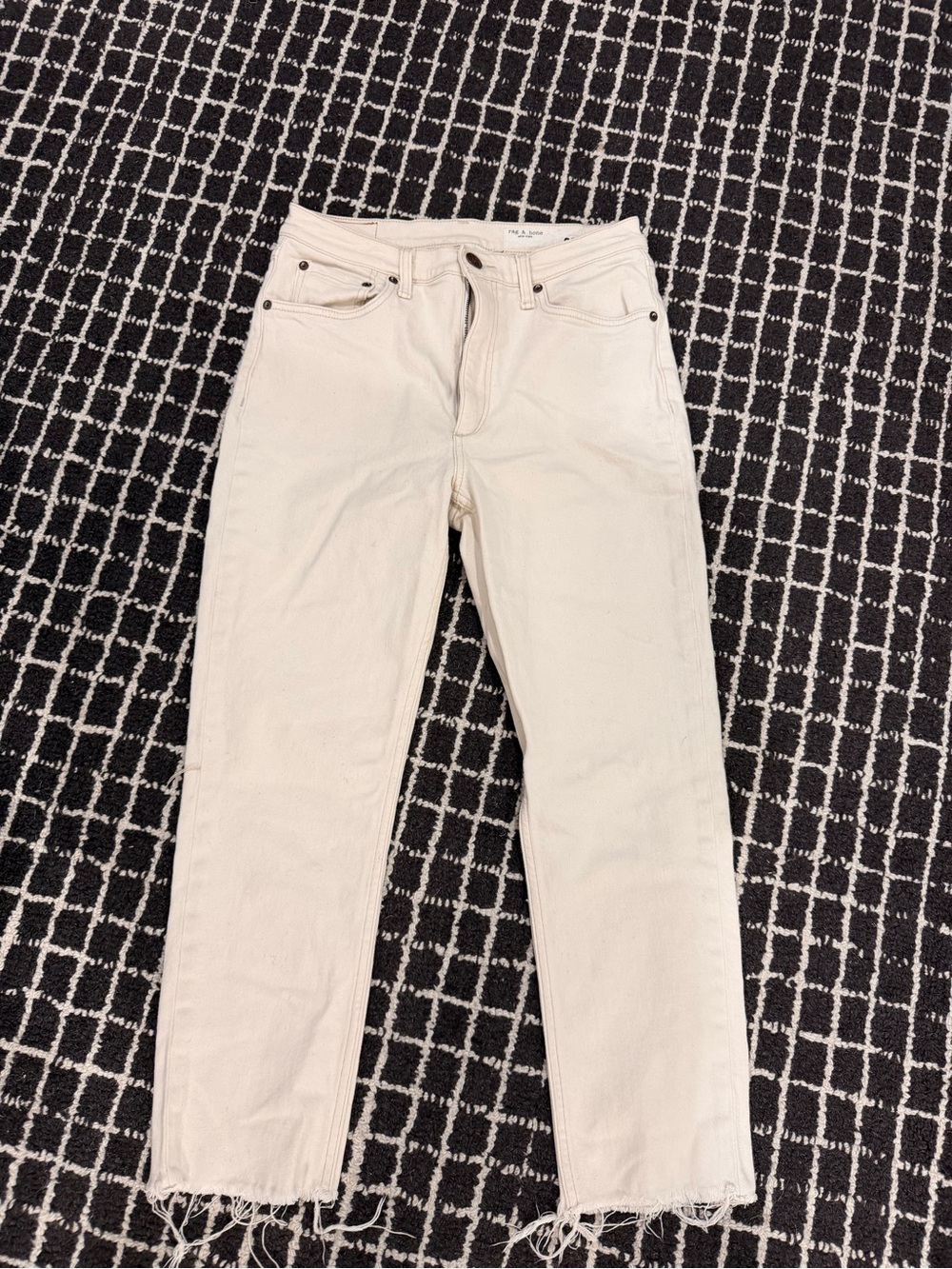 rag & bone Cream Straight Leg Jeans